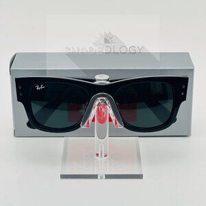 NEW Mega Wayfarer Ray-Ban RB0840S 901/31 51-21 Unisex Sunglasses - Black/Green